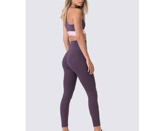 Women's Custom Color Seamless High Support Quick Dry Sports Bra <b>Leggings</b> Set Racerback White Rib Four-Way Stretch Yoga Wear - Product Image 3