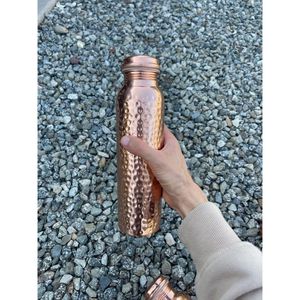 Popular Pure Copper Water Bottle with Embossed Handcrafted Design Reusable Drinking Flask for Modern Living - Product Image 3