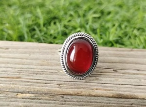 Anillo de piedras preciosas de ónix rojo hecho a mano, anillo de estilo bohemio de Plata de Ley 925, regalo de joyería elegante para mujer, venta al por mayor - Product Image 6