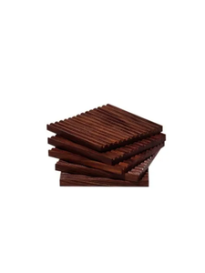 Walnut Mango Wood Coaster <b>Set</b> with Custom Beer Drink Print Classic Style <b>Square</b> Shape Eco-Friendly 400mm Diameter Metal Edging - Product Image 4