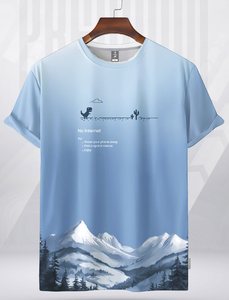 T-shirt en coton imprimé rétro pour homme, coupe ample, col rond, doux, respirant, manches courtes, style streetwear, tee-shirt tendance - Product Image 6
