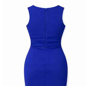 Robe crayon bleue pour femme, élégante, ajustée, parfaite pour le travail, les fêtes ou les conférences, tendance et confortable - Product Image 6