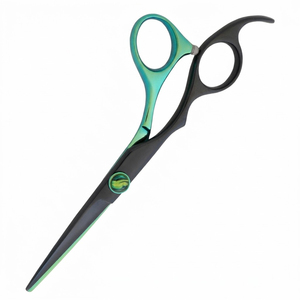 Ciseaux de coiffure professionnels de haute qualité, design ergonomique, lame noire mate avec accents vert irisé, outil de salon de coiffure - Product Image 4