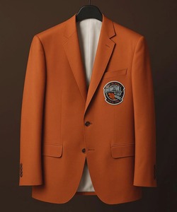 Men's Burnt Orange British Style <b>Blazer</b> Single Breasted Notched Collar Applique Logo Front Anti-Wrinkle Suit Jacket - Product Image 1