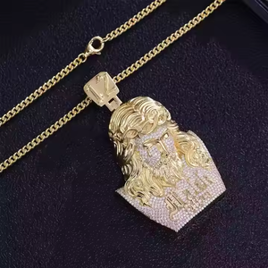 Collar Religioso Hip Hop con Colgante de Cabeza de Jesús Grande, Chapado en Oro Rosa, con Moissanita, Venta al por Mayor, Envío Directo - Product Image 5