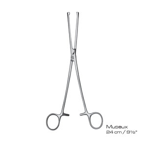 Pinzas Hemostáticas Museux de 24 cm (9½ Pulgadas), Rectas, de Acero Inoxidable, Instrumento Quirúrgico Manual, Certificado CE Clase I - Product Image 1