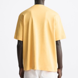 T-shirt noir en polyester tricoté pour homme, 220 grammes, col oversize, manches courtes, coupe ample, style streetwear décontracté, anti-rétrécissement - Product Image 6