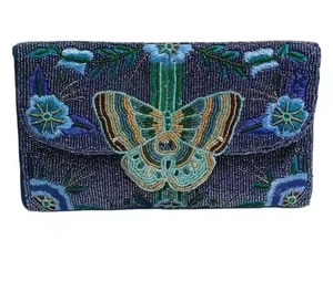 Bolso de mano nupcial de moda con bordado floral de cuentas de semillas, bolso de mano de boda premium con bordado de cuentas y cuentas de semillas - Product Image 5