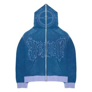 Customizable Men's Zip Up Hoodies Unisex Washed Zip Up Hoodie <b>Gothic</b> Letter Print Vintage Oversized Streetwear Cotton <b>Jacket</b> - Product Image 5