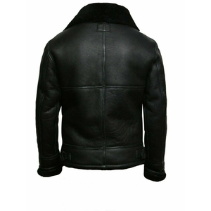 Blouson Bomber Homme en Cuir Véritable, Doublure Intérieure en Coton, Coupe-Vent, Style Moto Hiver, Fermeture Éclair, Gaufré - Product Image 5