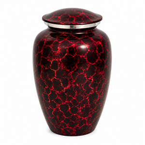 Antique Maroon Fire Color Cremation Urn Memorial Picture Sticker with Enamel Cremation Urn for Human Funeral Ashes - Product Image 1