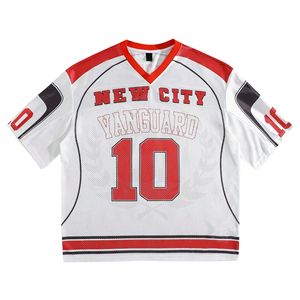 เสื้อฟุตบอลแขนสั้นทรงบ็อกซี่ผ้าตาข่ายสั่งทำพิเศษสำหรับผู้ใหญ่ พิมพ์ลายชื่อทีมและหมายเลขด้วยเทคนิคซับลิเมชั่นคุณภาพสูง เหมาะสำหรับการฝึกซ้อม - Product Image 1