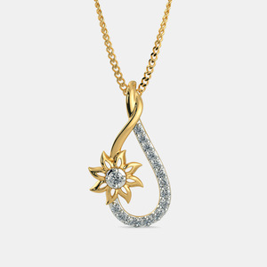 Collar con Colgante de Diamante Cultivado en Laboratorio con Diseño de Girasol en Oro Amarillo - Product Image 1