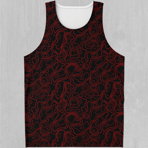 Débardeur sans manches pour homme, motif géométrique noir et rouge, col rond, décontracté, respirant, en polyester tricoté, coupe ajustée - Product Image 2