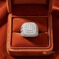 Bague pour homme en moissanite argentée, sertie de griffes, bijou de luxe style hip-hop, or rose, cadeau d'anniversaire de mariage