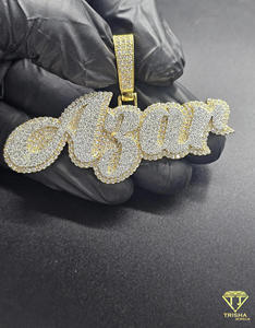 ASAR Letter <b>Name</b> Pendant Iced Out Moissanite Hip Hop <b>Necklace</b> 18k Gold Plated GIA <b>Custom</b> Jewelry Gift - Product Image 4
