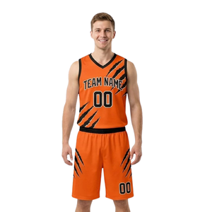 Camiseta de Baloncesto para Hombre, Uniforme de Equipo, Cuello en V, Sin Mangas, Estampado de Rayas, Nombre y Número Personalizados, 100% Poliéster, Secado Rápido - Product Image 1