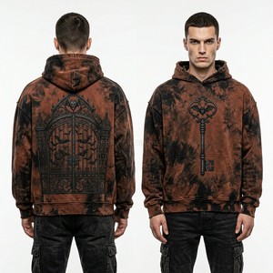 Sudadera con Capucha de Lujo Negra Tie Dye para Hombre, Estampado Gráfico Espacial Galáctico, Estilo Urbano, Gruesa, Oversize, Gótica, Personalizada - Product Image 5