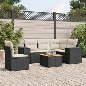 Ensemble de canapés de jardin modulaires 6 pièces en rotin PE noir, meubles de jardin élégants et durables - Product Image 1