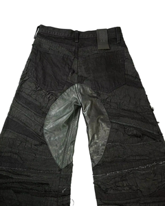 Jean en denim pour homme 2026 de haute qualité, coupe évasée, délavé bleu, avec patchs, effet usé, style streetwear hip-hop Y2K, OEM ODM, en coton - Product Image 3