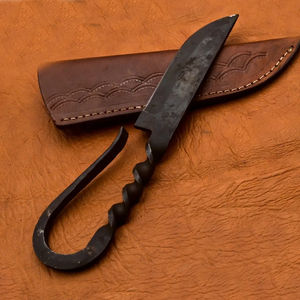 Cuchillo de Cocina Burraq Hecho a Mano, Estilo Medieval, Acero de Damasco Forjado, Hoja Fija, Tamaño Estándar - Product Image 3