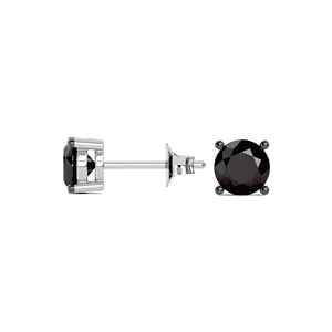 Solid 925 Sterling Silver Classic Round Onyx <b>Stud</b> <b>Earrings</b> Rhodium Plated Stainless Steel Claw Setting Unisex Jewelry - Product Image 1