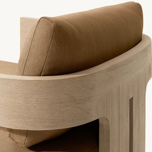 Modern Premium Durable Single Sun Lounger Solid Teak Wood Armrest Chaise Lounge Adjustable <b>Backrest</b> Furniture Customized - Product Image 4