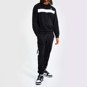 Ensemble de survêtement sportif pour homme, tout neuf, hiver, imprimé, blocs de couleur, col rond, poids lourd, 100% coton, séchage rapide, respirant - Product Image 6