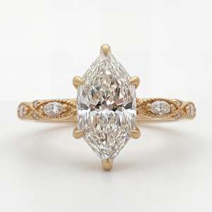 Exquisito Anillo de Compromiso con Diamante Cultivado en Laboratorio, Corte Marquesa, con Engaste de Garras, Plata de Ley 925, Joyería para Mujer, para Fiestas y Bodas - Product Image 3