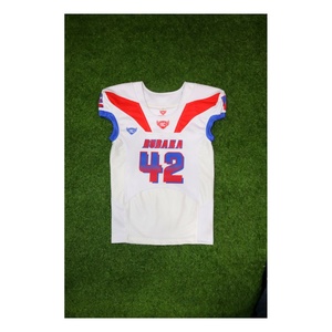 Maillot de football américain blanc et rouge personnalisé, uniforme sportif d'équipe, vêtements de performance, manches courtes, séchage rapide - Product Image 1