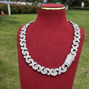 Cadena Cubana Personalizada con Incrustaciones de Moissanita, Collar de Plata de Ley 925 con Diamantes para Colecciones de Moda Hip Hop - Product Image 1