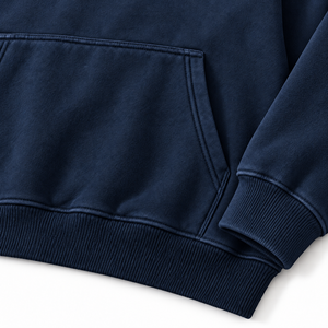 Oversized Hooded <b>Sweatshirt</b> Men Solid <b>navy</b> blue hoodie Color Fleece Casual Autumn Regular Fit Pocket Design 100% Cotton Knitted - Product Image 3