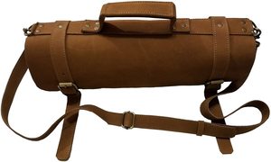 Nouvel Arrivage – Ensemble de Couteaux de Cuisine en Cuir Véritable Marron Foncé, Organisateur de Couverts Enroulable, Outil de Chef, Logo Personnalisé LKR-0312 - Product Image 3