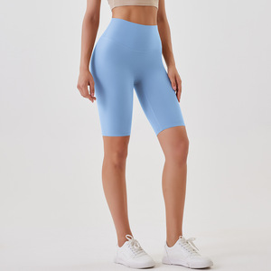 High Waist Solid Color Sporty Capri <b>Shorts</b> <b>Men</b> Breathable Knitted Spandex Nylon <b>Elastic</b> <b>Waistband</b> - Product Image 3