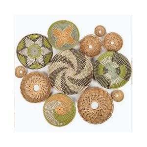 Juego de 5 Tapices de Pared Tejidos con Hierba Marina, Decoración Tradicional para el Hogar, Accesorios para Cocina y Sala de Estar, Vietnam - Product Image 1