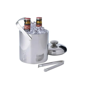 Seau à glace en acier inoxydable avec pince à champagne et couvercle, vaisselle, refroidisseur de vin rouge pour réunions de famille - Product Image 1