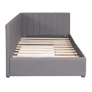 Sofá Cama Tapizado en Tela de Lino Gris, Tamaño Individual, con 2 Cajones de Almacenamiento, No Requiere Somier - Product Image 6
