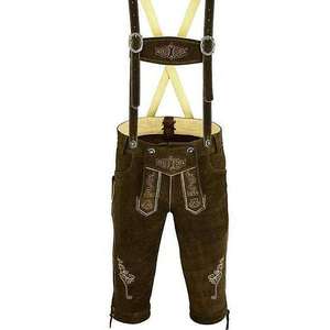 Lederhosen Bávaros Premium para Oktoberfest, Color Marrón Oscuro, Tallas Europeas 46 a 62 para Hombre - Product Image 1