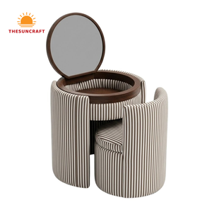 Space Saving Corner Vanity <b>Desk</b> for Girls - Modern Oak Wood Makeup Table with Mirror & Chair <b>Set</b> Sale - Product Image 2