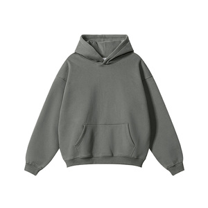 Sweat-shirt à capuche oversize pour homme, couleur unie, en coton French Terry, décontracté, avec poche, coupe classique, automne - Product Image 6