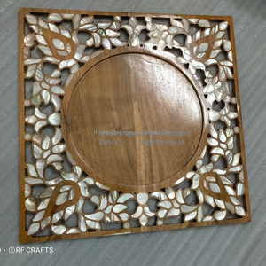 Bandeja de madera con incrustaciones de madreperla de alta calidad para servir para Ramadán Eid y bodas decoración del hogar musulmán de RF Crafts - Product Image 1