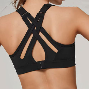 Sujetador deportivo negro sin aros, transpirable, con tirantes finos, ribete en contraste, cuello cuadrado, diseño sin costuras, top de entrenamiento de alto soporte - Product Image 3