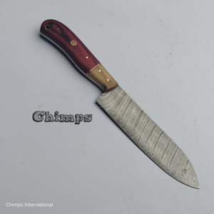 Cuchillo de Chef de lujo de 8 pulgadas, mango de madera PAKKA ergonómico, hecho a mano, cuchillo afilado profesional para picar carne, diseño moderno de Metal - Product Image 1