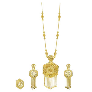 Wholesale Dubai Style Long <b>Bridal</b> Gold Jewelry Set 14K18K24K Gold Filled Fashion Jewelry Traditional Turkish Design Jewelry Set - Product Image 1