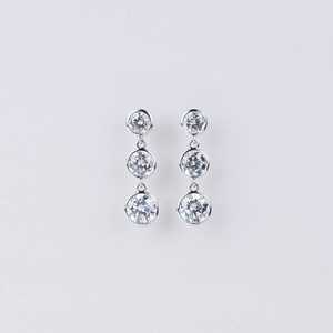 Moissanite Round Cut Three Stone Dangle <b>Drop</b> Earrings with 925 Silver Fine Bezel Set Jewelry for Women's Engagement Party Gift - Product Image 1