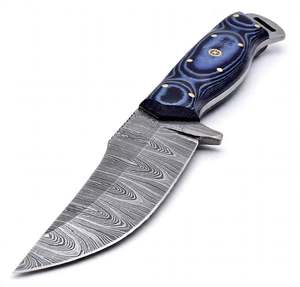 Outil artisanal robuste en acier Damas, manche G10 bleu multicouche, pièce de présentation - Product Image 2