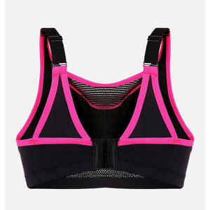 Sujetador deportivo de alto impacto para mujer con soporte acolchado, malla transpirable, secado rápido y logo frontal, top de fitness - Product Image 2