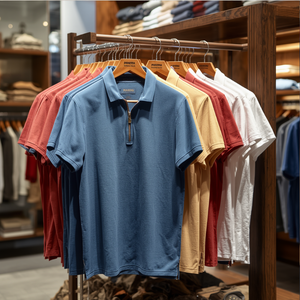 Chemise décontractée pour homme à manches courtes en polyester et coton tricoté, brodée, anti-plis, respirante, idéale pour le golf - Product Image 3