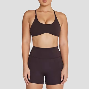 Conjunto Deportivo para Mujer, Sujetador Deportivo y Pantalones Cortos, para Gimnasio, Ejercicio, Fitness, Yoga, Top Cómodo y Elástico, Conjunto de Sujetador Deportivo y Pantalones Cortos - Product Image 2