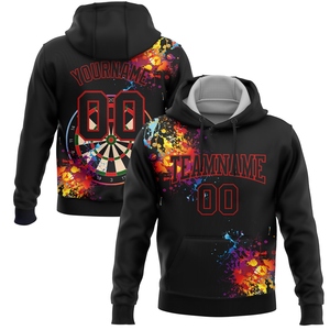 Sweat-shirt à capuche sportif noir et rouge avec motif 3D de cible de fléchettes, nouveau design, personnalisé et cousu sur mesure, vente en gros directe pour l'industrie - Product Image 1
